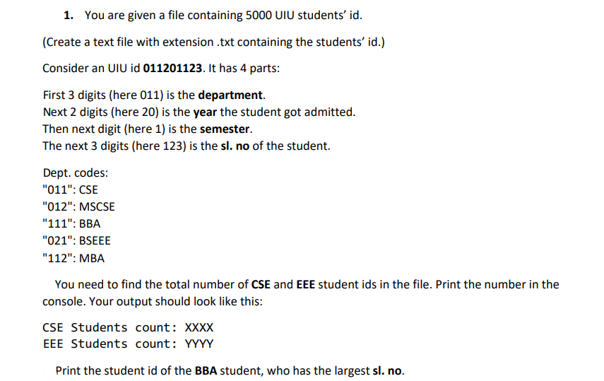 Please use Java language to solve it 1. You are given a