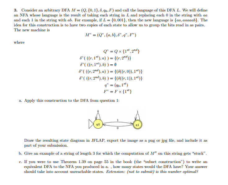 Consider an arbitrary DFA M = (Q, {0, 1}, ?, q0, F)