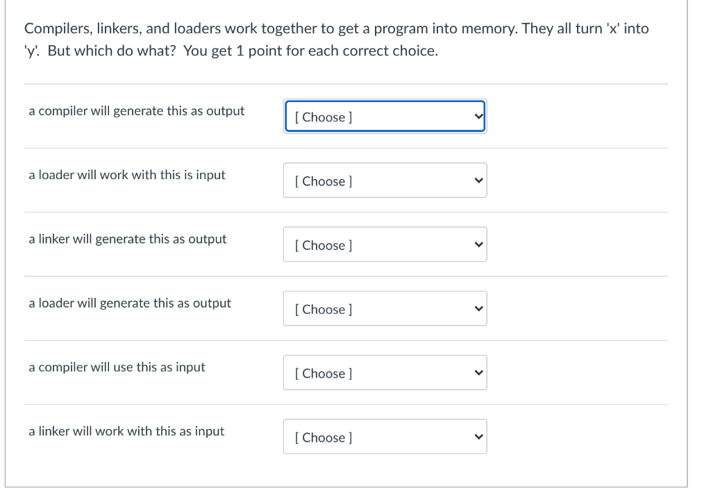 program into memory. They all turn 'x' into 'y! But which do