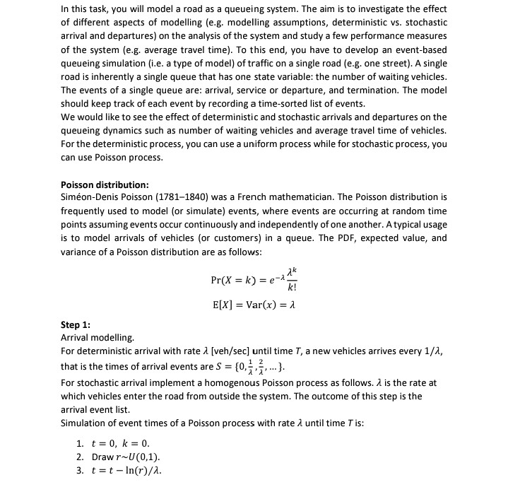  USING MATLAB In this task, you will model a road as