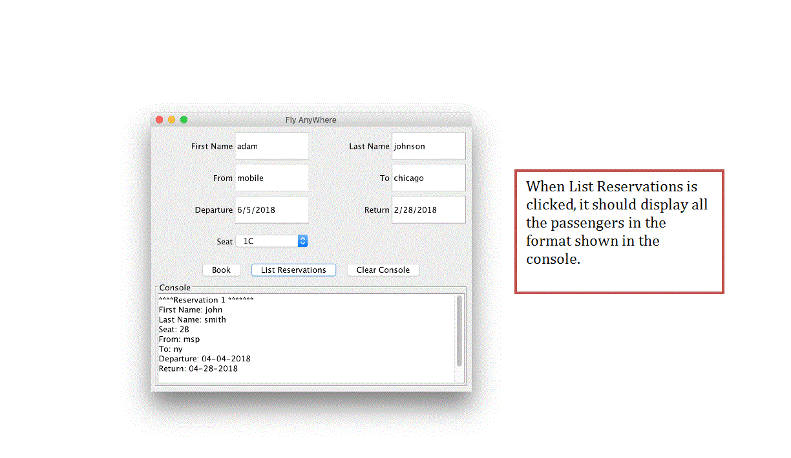 must enter the following: First name Last name From (city of departure)