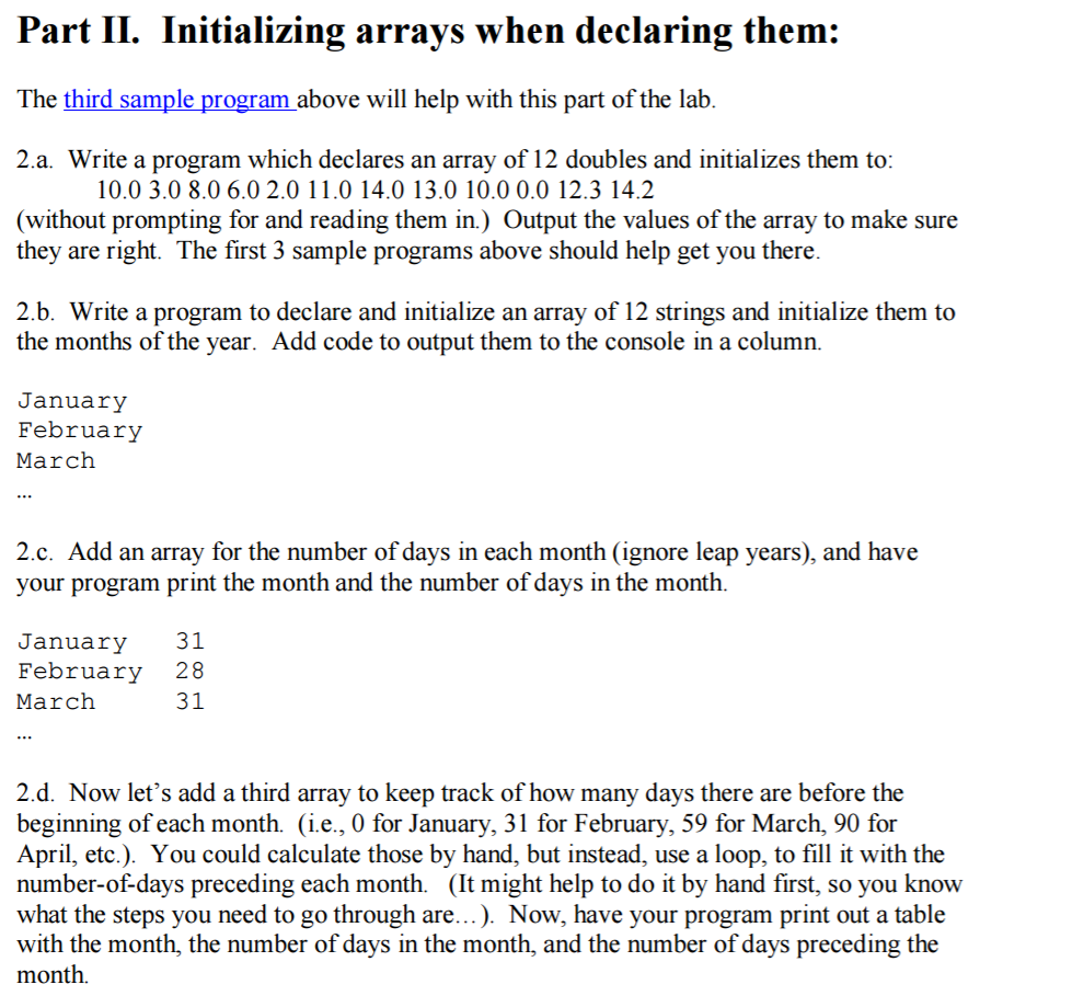 C++ program using visual studio. Part II. Initializing arrays when declaring them:
