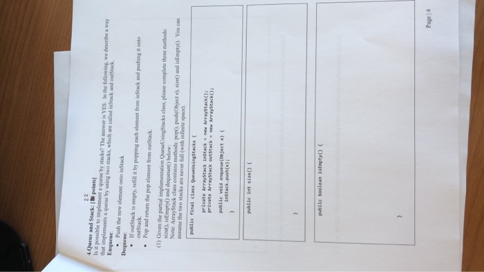  4.Queue and Stack: 1ts points that implements a queue by using