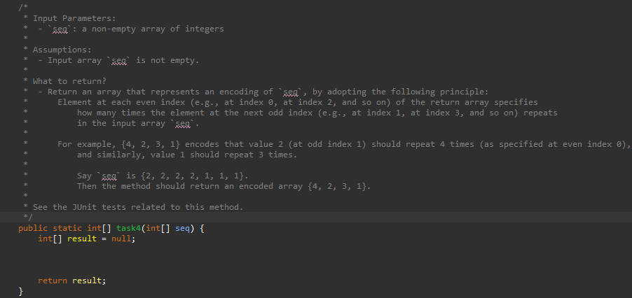  Coded in Java Please and Thank You! public static int[] task3(int[]