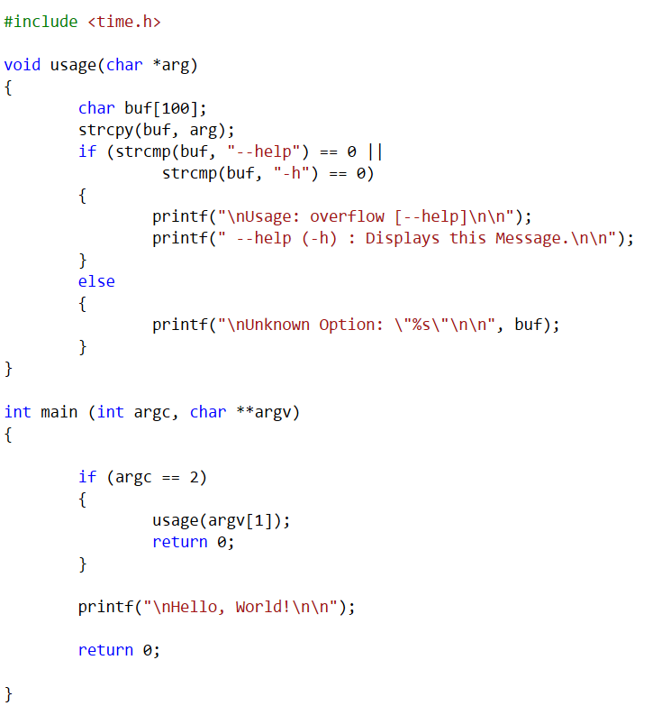 See the C code below . Find the buffer overflow and fix