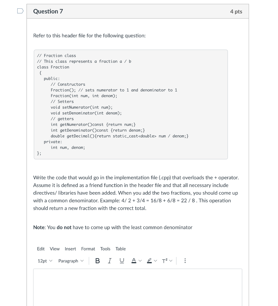 please i need this asap C++ Data Structure Question 7 4 pts