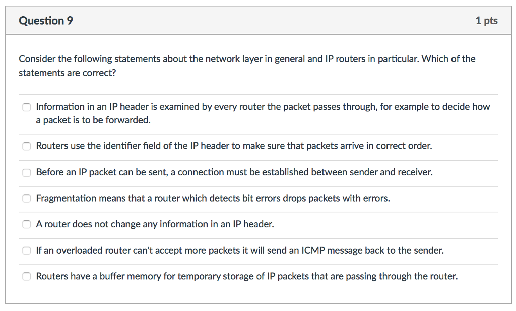Please explain why each statement is either correct or not correct :)
