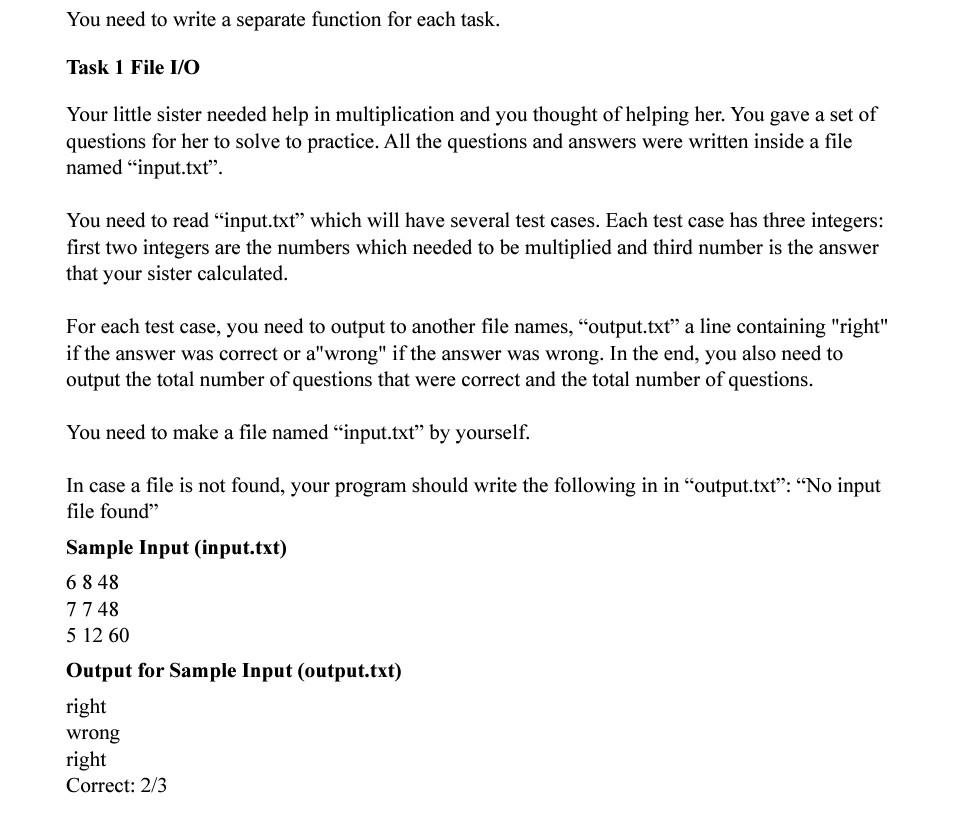  *SOLUTION REQUIRED IN PYTHON* You need to write a separate function