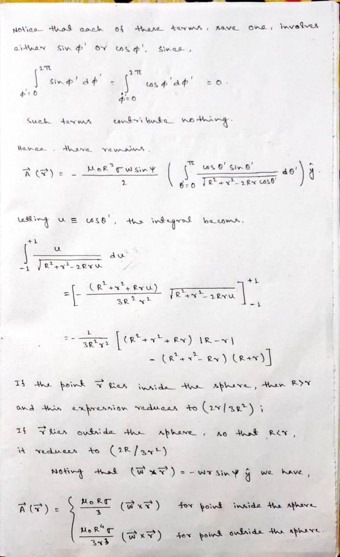 We wish to find the vector magnetic potential at an arbitrary point