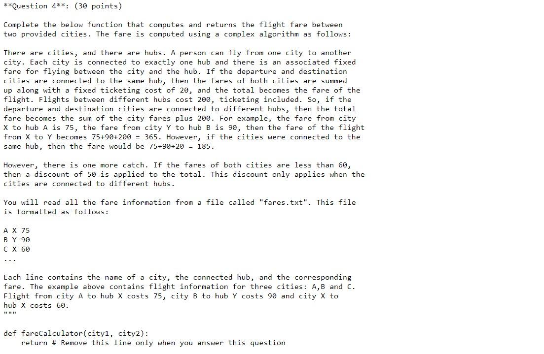  **Question 4**: (30 points) Complete the below function that computes and