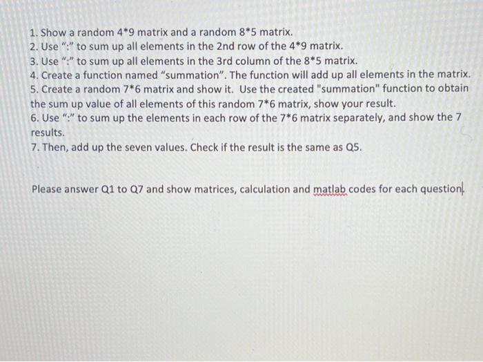i need some help with question 1 to 7 using matlab 1.