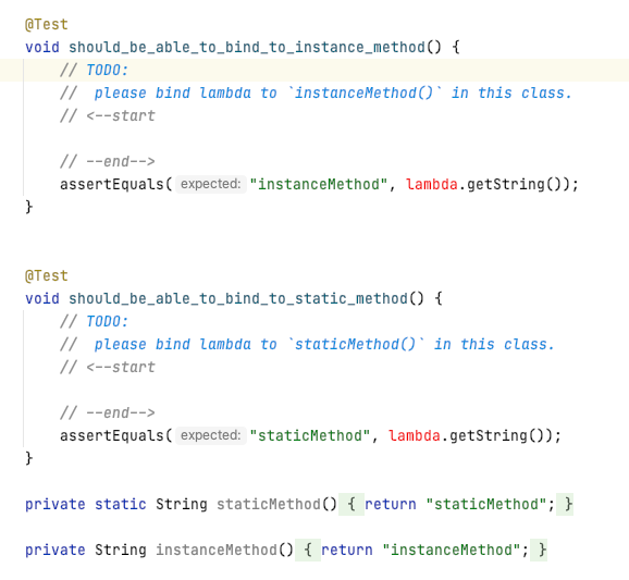 Java question on lambda expression. Write the following code at two blocks