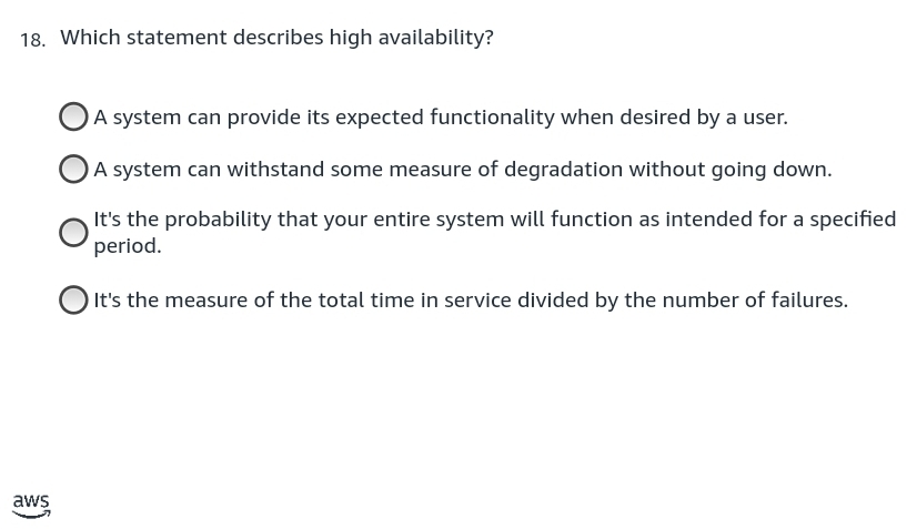  Which statement describes high availability? A system can provide its expected