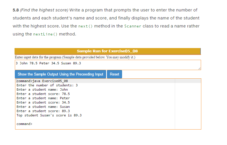 a program that displays the following two tables side by side Miles