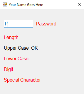 Create a Visual Basic application Write a program to approve a password.