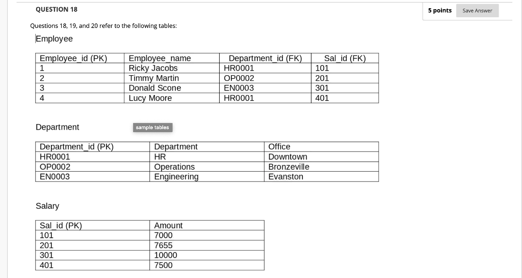 QUESTION 1 Consider this table which violates 3NF customer-branch cust_id fname