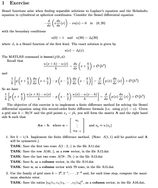 1 Exercise Besse functions arise when finding separable solutions to Laplace's