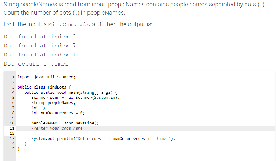  In Java, please! String peopleNames is read from input. peopleNames contains