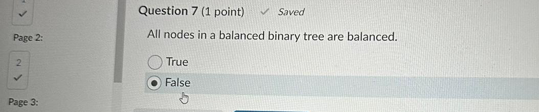  Question 7(1 point) Saved All nodes in a balanced binary tree