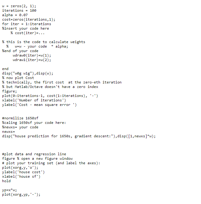 by adding following highlighted line inside the loop after wdrawO( iter )=w(1);