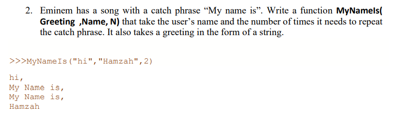 use python, provide complete and meaningful docstrings 2. Eminem has a song