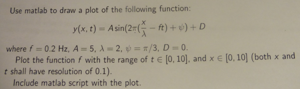 Using Matlab only please show all working if possible post function so