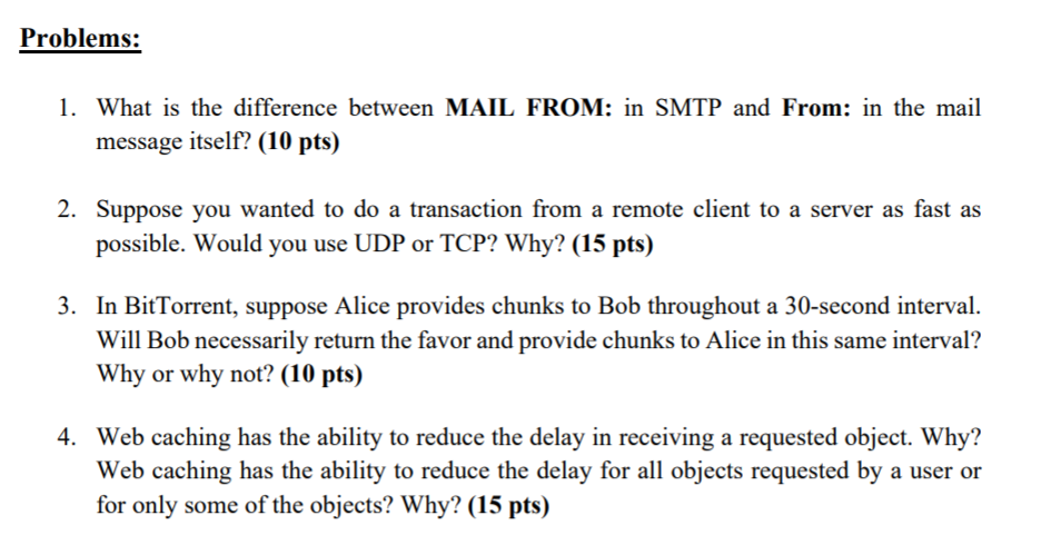  Network Problems: 1. What is the difference between MAIL FROM: in