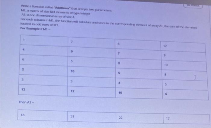  Write a functioned that two parte Mtama of size Guments of