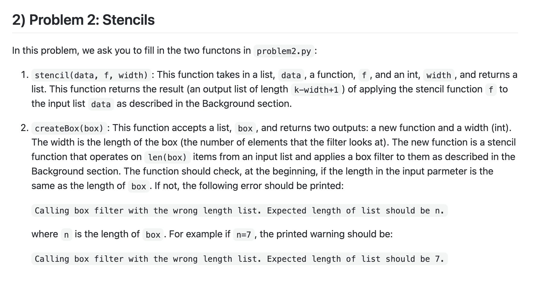 I need help with the createBox(box) function ASAP! Thank you!! 2)