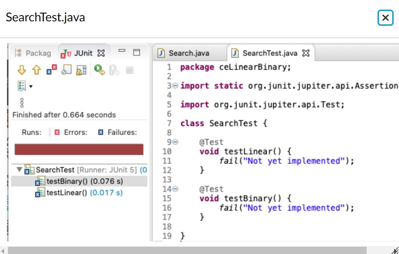 and add the class Search. No need to include a main method.