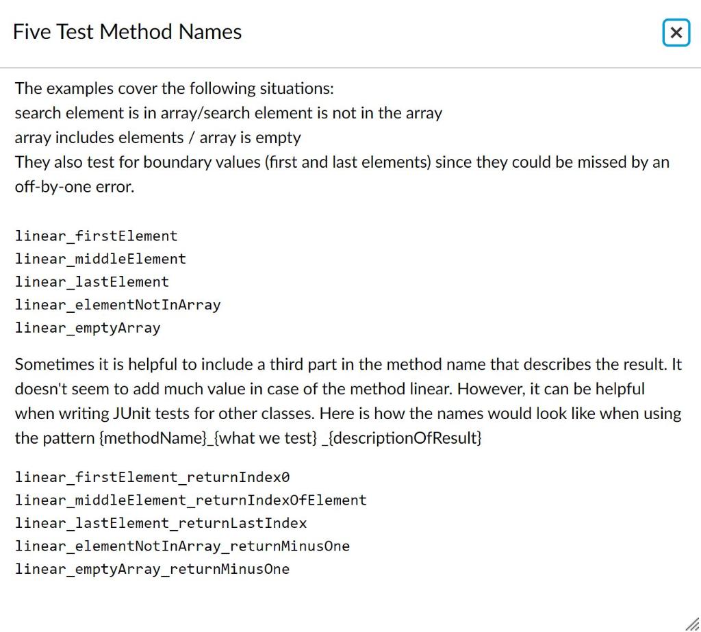 Add two public static methods: linear and binary. Both methods have a
