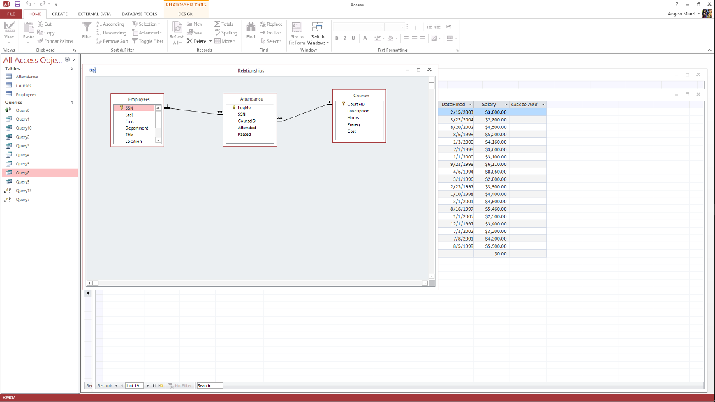 Make a structured query language (SQL) for the following question in Access