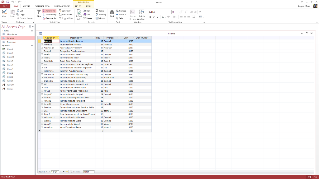 as Introduction to Access (use subquery for this problem). (ill put into