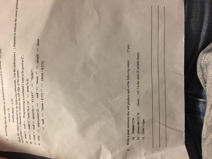 effects as the following state initial have int numl: double dnuml: char