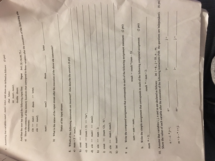 grade; double dnum2 num2 30. dnumi -45.25; 2. Assuming that v chl.