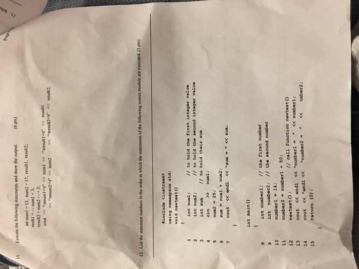 ch2. ch, and num are defined as follows: (3 pts) char chI