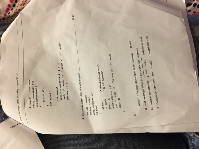 P", ch2, ch3; Specify the effect(s of the execution of each of