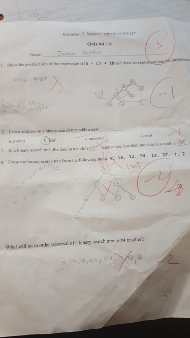 Do number 4 and 5 4: Draw a binary tree from following