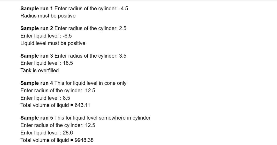 A conical part (reversed cone) with base radius =R and height= R