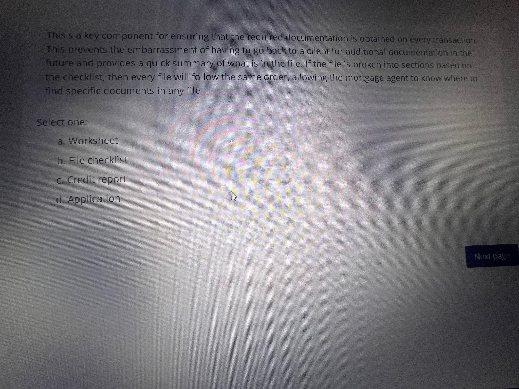  This s a key component for ensuring that the required documentation