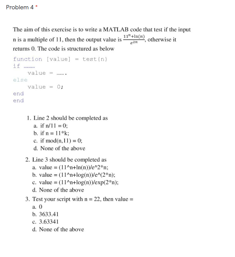 * Problem 4 e2n The aim of this exercise is to