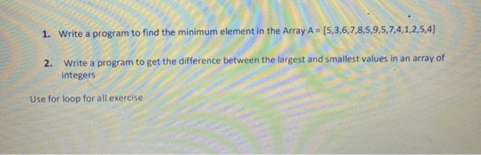  matlab 1. Write a program to find the minimum element in