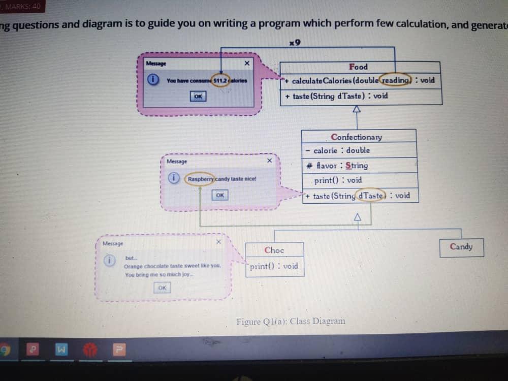  Convert the classes and features in Figure Q1 into Java programs.