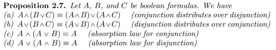 Prove the absorption law from Proposition 2.7 (d) using logical equivalences
