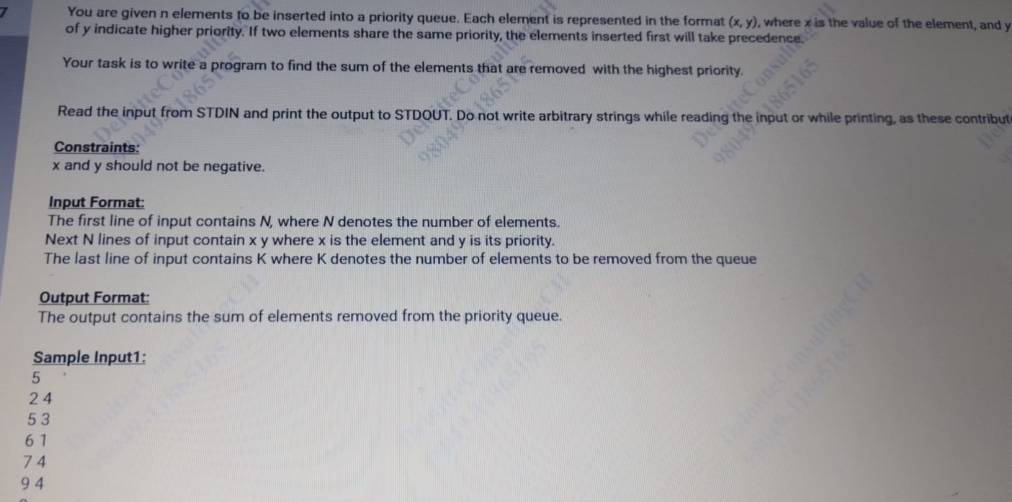  You are given n elements to be inserted into a priority