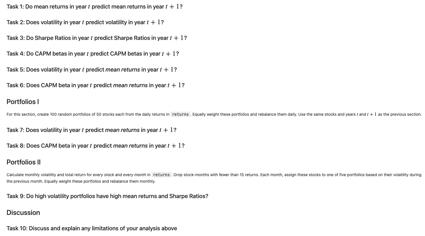 tradeoff for several measures of risk Tasks Packages and Settings [1]: import