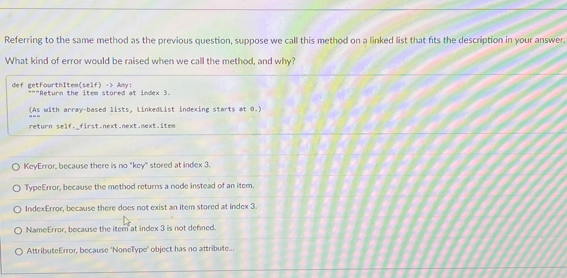  Referring to the same method as the previous question, suppose we