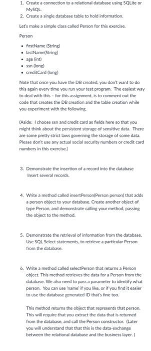  1. Create a connection to a relational database using SQLite or