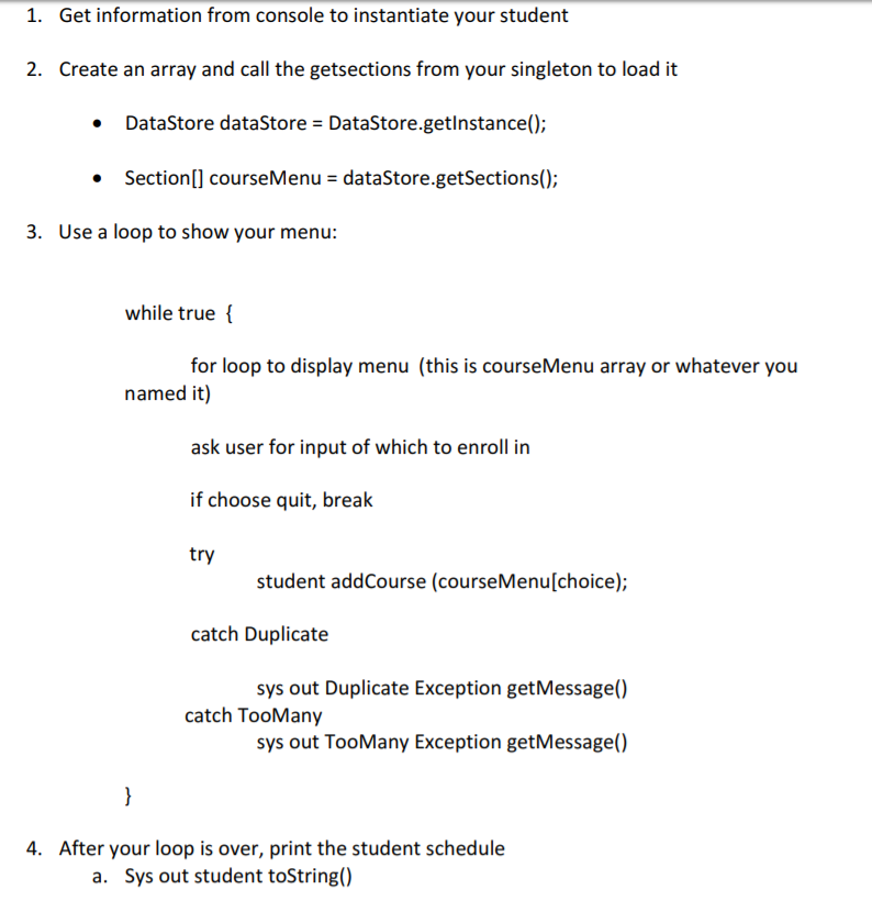 Java: I'm trying to get data the user selects from a menu
