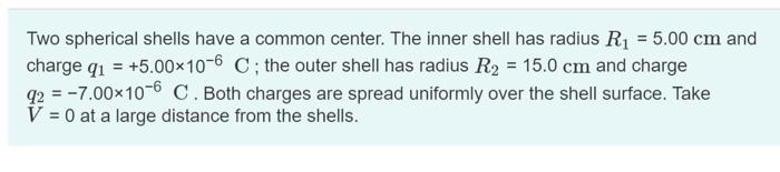 solve part C Two spherical shells have a common center. The inner